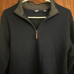 Lands' End Men's 1/4 Zip Pullover Cotton/Polyester size M 38-40 Blue Navy soft
